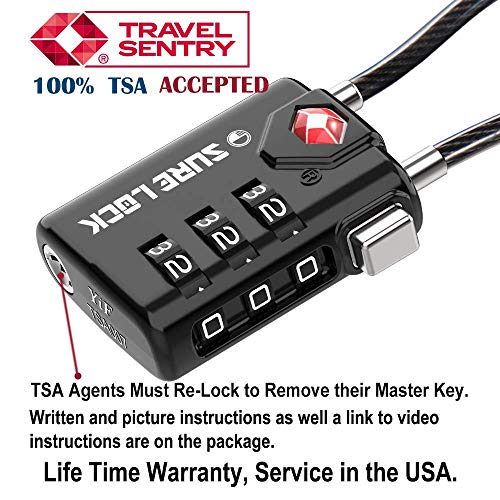 Sure Lock Tsa Compatible Travel Luggage Locks, Inspection Indicator, Easy Read Dials - 2 Pack #TOP1
