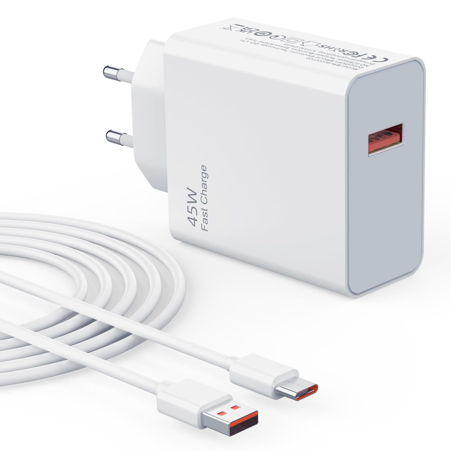 45W USB Ladegerät Netzteil Kompatibel für Xiaomi Redmi Note 14 Pro 5G/13 12 11 10 A5 A3, Poco X7 X5 X4 X3 F7 F5 M7 M6 Turbo Charging for Xiaomi 13 Lite 13T 12T 12 11T 10T with 6A Typ C Ladekabel 1M