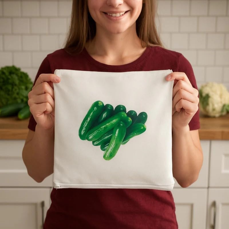 Image of 100% Cotton Reusable Vegetable Storage Bags for Fridge 12pcs | 11x13 inches | Washable Breathable Zipper Cloth Bags | Eco Friendly Kitchen Organizer for Fruits & Veggies (Pack Of 12)