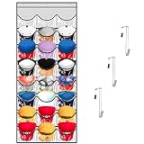 kingdalux Baseball Hat Rack 24 Pocket for Wall or Over The Door Cap Organizer with Clear Deep Pocket