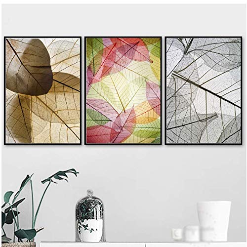 Aquarelle feuilles texture mur art toile peinture 50x70cm sans cadre pour salon
