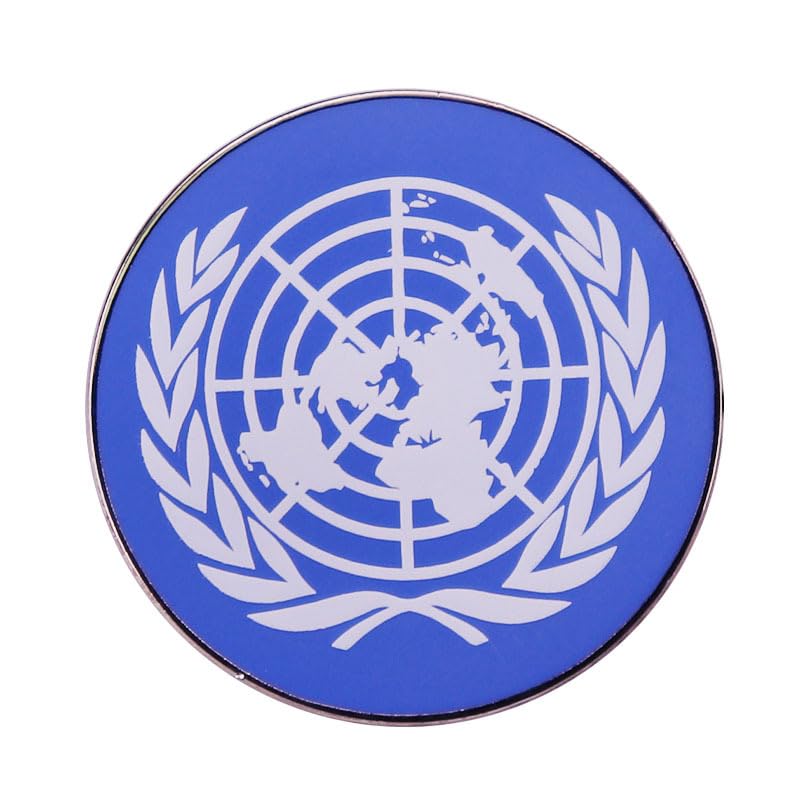 Blue United Nations Logo emblem Pin badge Lapel Pin brooches for bag and coat meaning world peace and security