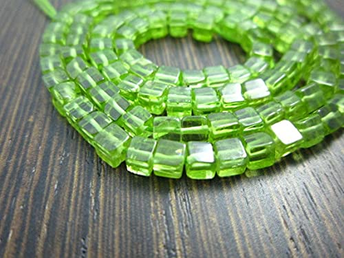 Peridot cubes lisses 3mm pour confectionner vos bijoux bohèmes et colliers d'été