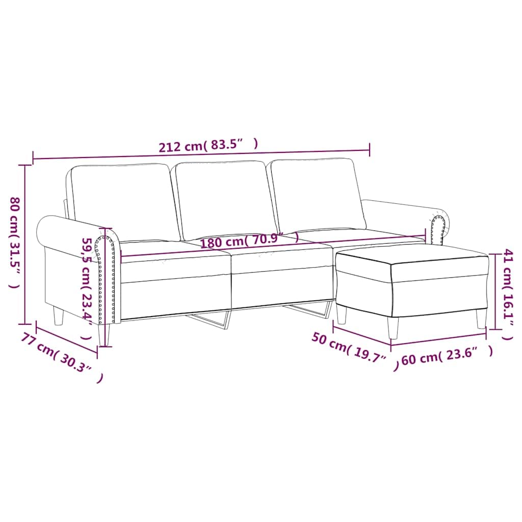 3-osobowa sofa z taboretem, żółta, aksamit, 180 cm, sofa relaksacyjna z miejscem do przechowywania i funkcją regulacji, do salonu, łóżka dla gości, biura