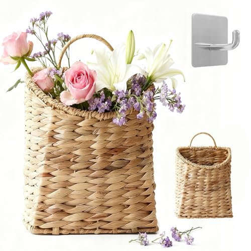 Woven Hanging Wall Basket Water Hyacinth Hanging Wall Basket Wicker Ha