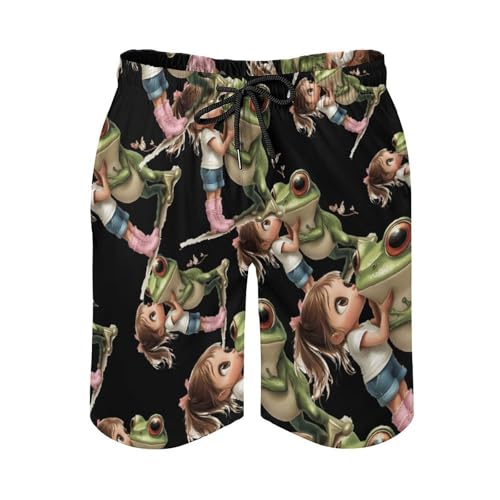 Princess Kisses The Frog Men's Swim Trunks Quick Dry Board Shorts Hawaiian Beach Shorts With Pocket4