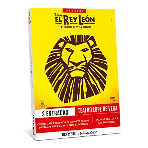 Tick&Box Caja Regalo, El Rey Leon, el Musical, 1 Entrada para 2 Personas, Disfruta del espectáculo más emocionante del Mundo, Regalos Originales para Mujer y Hombre, Válido Durante 2 años