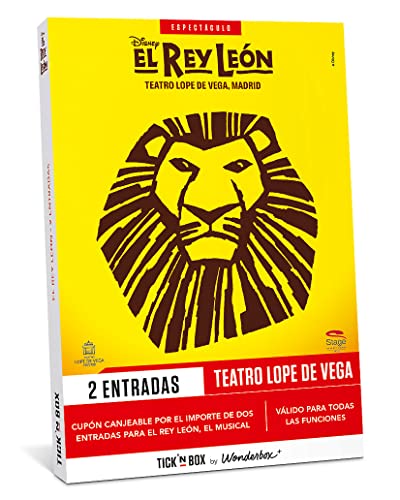 Tick&Box Caja Regalo, El Rey Leon, el Musical, 1 Entrada para 2 Personas, Disfruta del espectáculo emocionante, Regalos para Mujer y Hombre, Válido Durante 2 años