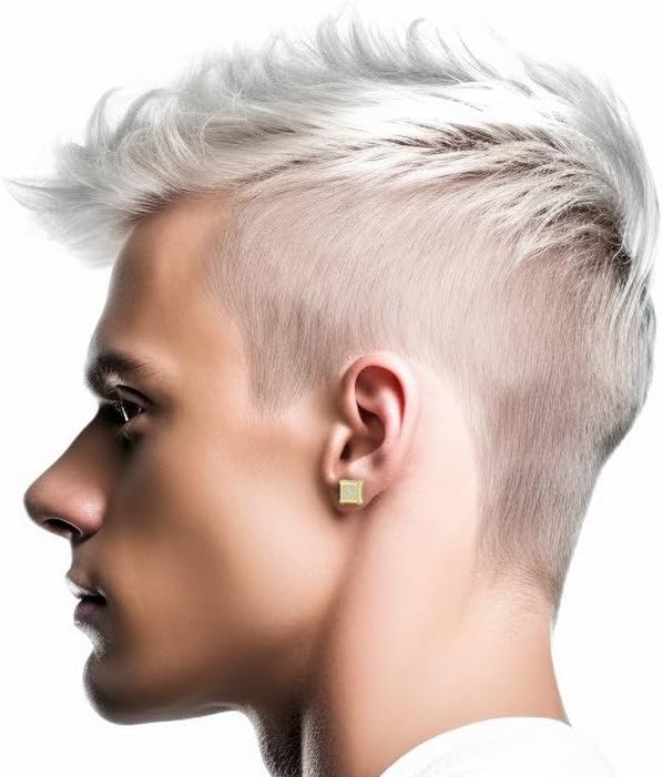 18K Gold Plated 925 Sterling Silver Iced Out Cubic Zirconia Screw Back Square Stud Earring For Men and Women Hypoallergenic Earring TwoTone Micropave Hip Hop Jewelry-Gold - Image 5