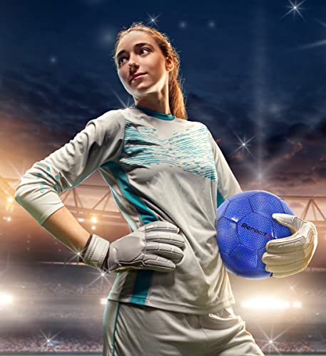 Image of Blue Soccer Ball Size 4, PVC Material, Iridescent Hexagon Pattern, Ideal for Soccer Practice and Training