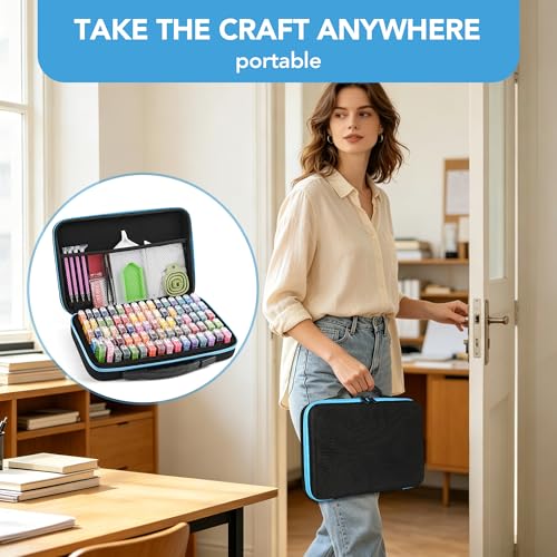 Image of MERATIA Diamond Painting Storage Case Organizer, 80 Slots with Accessories