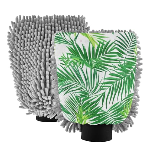 ZRWLUCKY Guanto da lavaggio in microfibra antigraffio per lavaggio auto con foglia di palma
