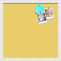 Vista 2 de PinPix Tablero de anuncios de corcho de 18 x 18 pulgadas. Este tablero decorativo enmarcado viene con diseño pastel miel y marco blanco satinado.