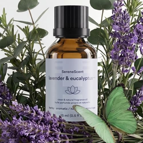 Homedics SereneScent Stress Relief Wellness Essential Oil Blend | Lavender & Eucalyptus | Bio-Hacked Aromatherapy for Spa & Relaxation | USDA Biobased for Cold Air Diffusers (15ml)