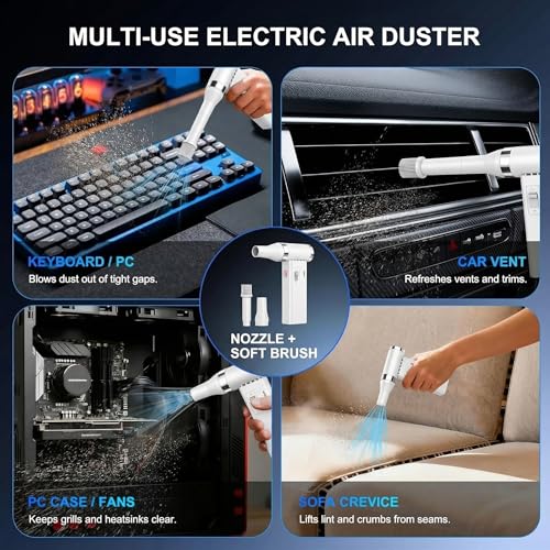Image of Mini Ultra-Slim Electric Compressed Air Duster 150,000RPM Super Power, Rechargeable Cordless Air Duster, Powerful Airflow for Computer, Keyboard, Outdoor, House and Car