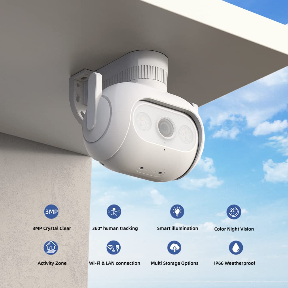 Cámara Vigilancia WiFi Exterior IMILAB EC5, Camaras Vigilancia Domicilio WiFi 2K, Detección Inteligente de Movimiento, Alarma de Sirena,Resistente al Agua IP66, Iluminación Automática, Conexión Wi-FI