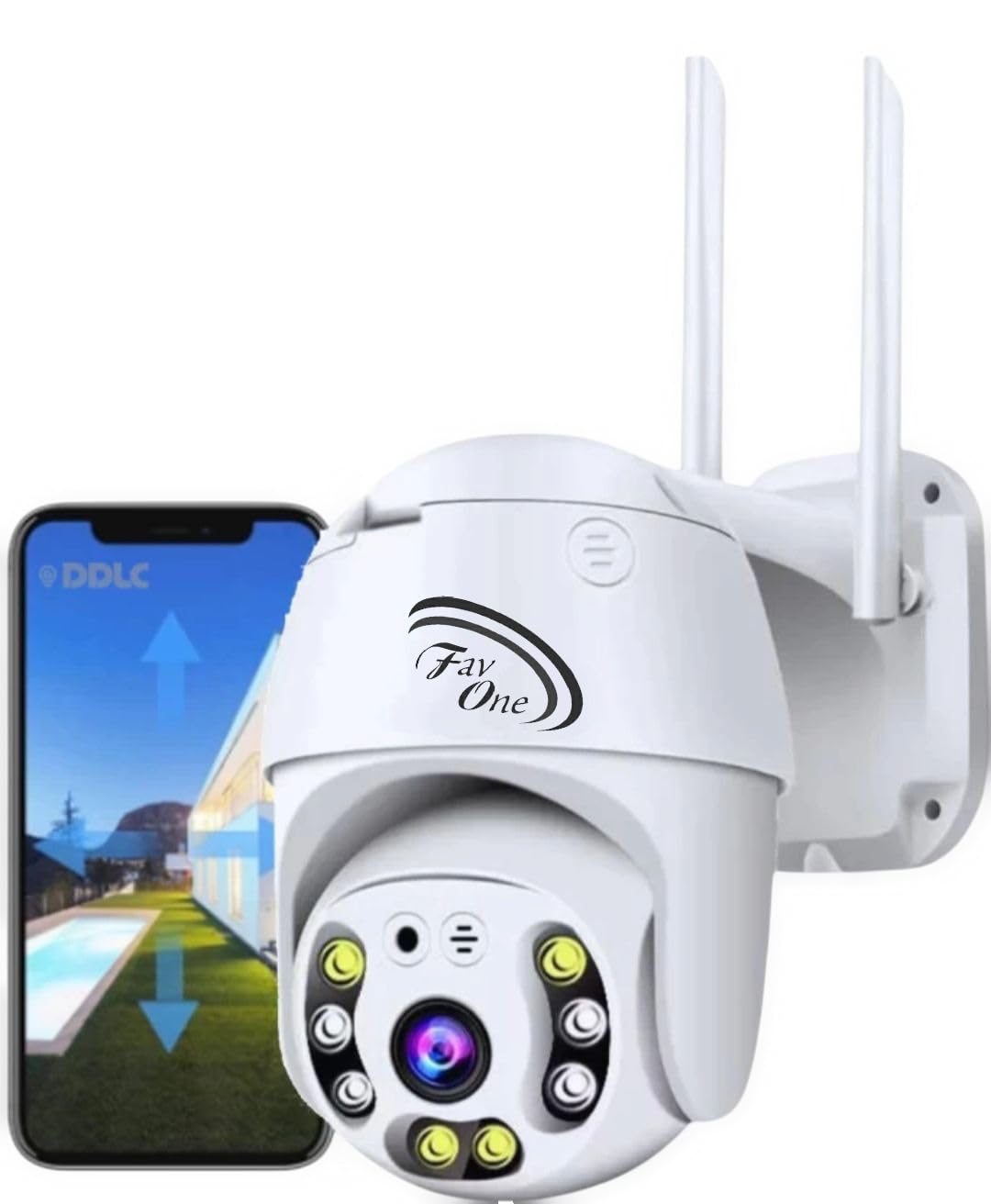 FAVONE WiFi IP CCTV Security 1080p 12mp Ptz Outdoor Ip66 Waterproof Pan Tilt Speed Dome Home Surveillance Camera with Motion Detection Colour Night Vision with Adapter - White-image-7