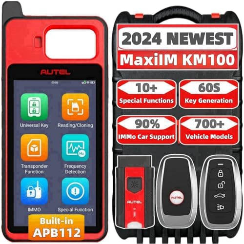 Autel MaxiIM KM100 Key Fob Programmer Immobilizer Tool Key Creation IMMO Learning Chip Read/Write Cloning Frequency Detection Program Autel IKey for BMW Volkswagen Toyota Honda&General Motors