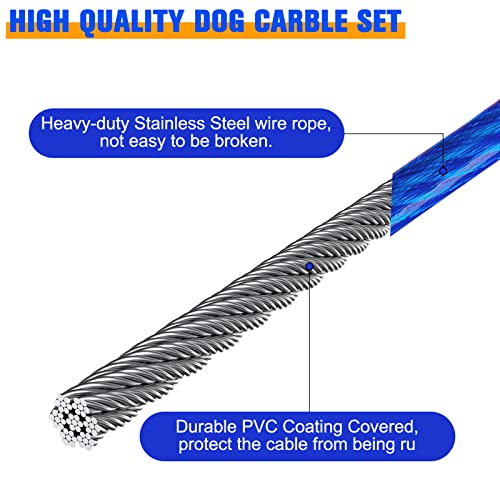 Image of Mihachi 50Ft Dog Tie Out Cable for Dog Up to 250lbs, Steel Wire Dog Leads for Yard, Dog Runner for Yard, Rust- Proof Training Tether for Medium to Large Dog Chains Outside
