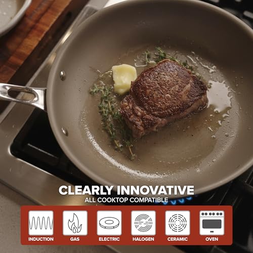 Image of Viking PureGlide Pro 3-Ply Nonstick Frying Pan, Made without PFAS, 10-Inch Induction Cookware, Metal Utensil Safe Titanium Nonstick Surface, Oven Safe to 600F