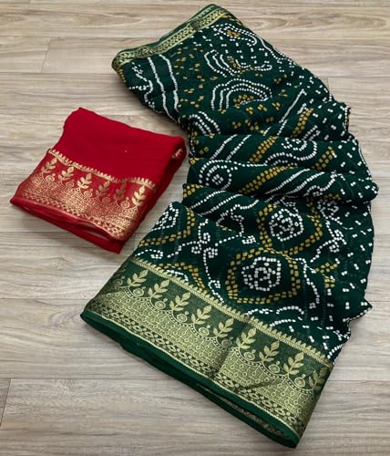 Image of Women's Pure Georgette Jaipuri Saree, Rose Zari Weaving Design Saree with Blouse Peice