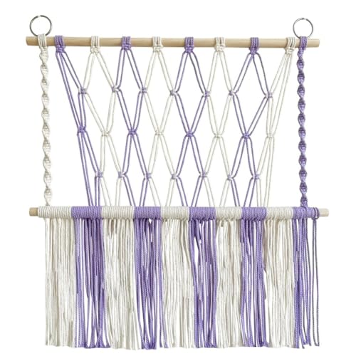 Steowsey Tapiz de hamaca de peluche, ahorro de espacio, macramé bohemio para colgar en la pared, red de juguetes de felpa tejida a mano para decoración de sala de juegos, B