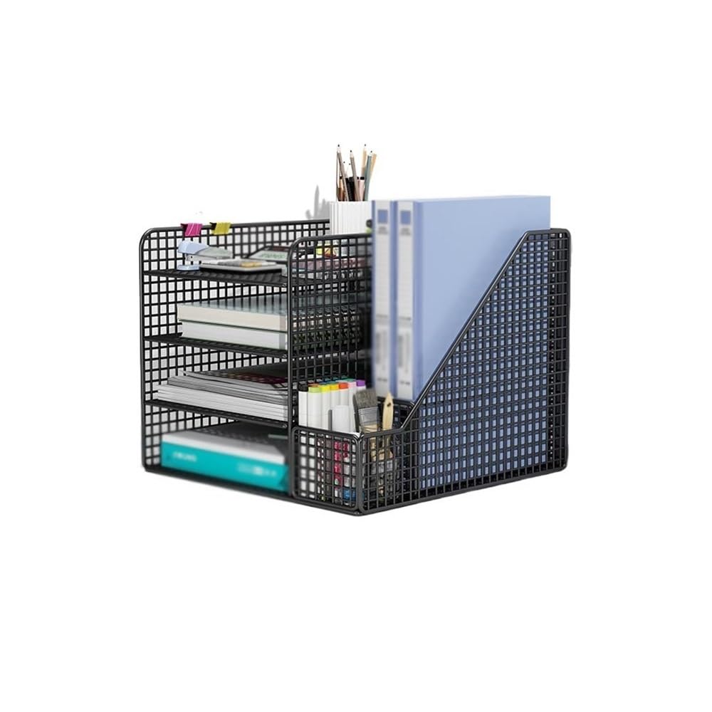 J9V4G6S3B5 Desktop File Rack 4-Tier Desk Organizer Paper Letter Tray Mesh Desktop and Storage for Office