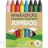 Honeysticks Ceras de Colores 100% Pura Cera de Abeja (8 unidades, Finas) Naturales, No Tóxicas, Seguras para Niños, Hechas a Mano en Nueva Zelanda