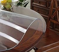Vista 3 de Protector redondo de plástico transparente para mesa, cubierta circular para muebles, impermeable, PVC, resistente al agua, al calor, para mesa
