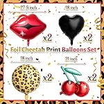 30 Pcs Red and Black Birthday Party Decoration Kit with Foil Fringe Backdrop,Cheetah Pattern Cherry Print, Red Lips and Black Heart Balloon for Valentine's Day Party Decor,Kiss The Miss Goodbye - Image 2