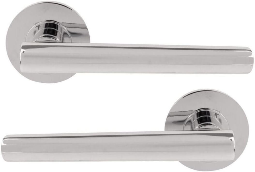 Passage Handles Only - JIGTECH Quick Fit System EDEN Lever on Rose Door Handles Sets Polished Chrome