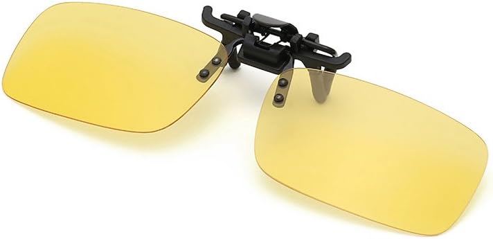 Clip on Sunglasses Flip Up Polarized Sunglasses Eyeglass by AUUS, Frameless Rectangle lens UV400 Anti Glare Night Vision Glasses for Driving Fishing Cycling Walking Outdoor[Nitht One]