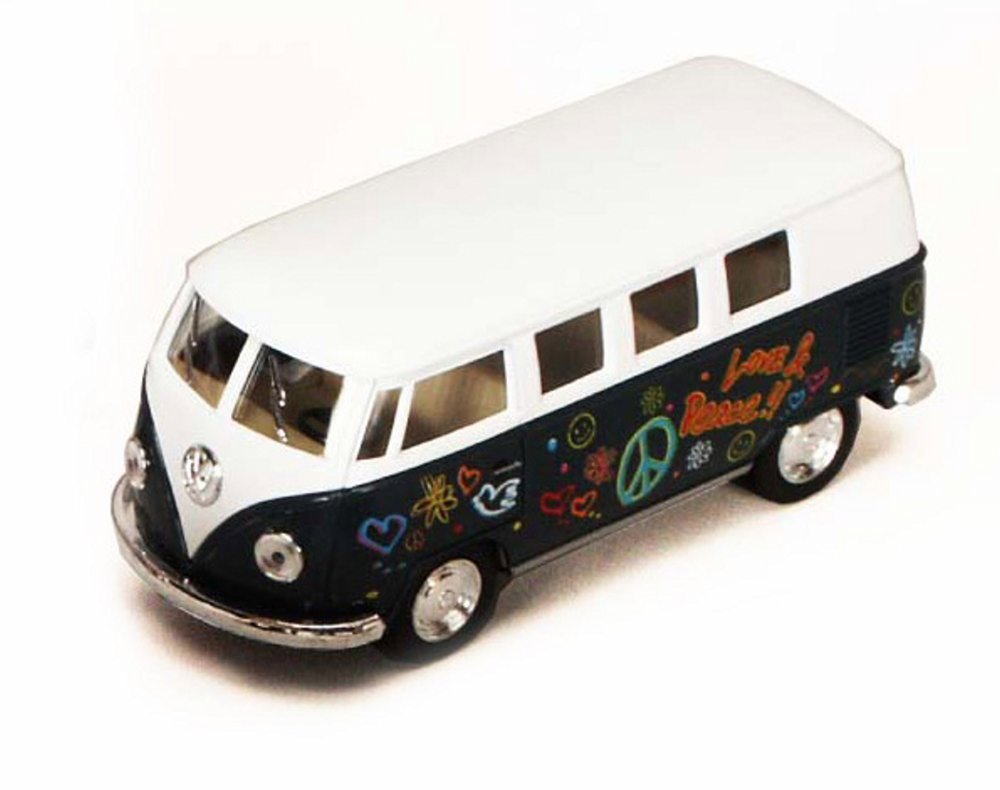 Miniatura VW Bus 1962 Escala 1/32 - Carrinho De Metal Com Ação Pull Back, 12,7cm