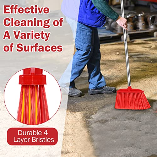 Lallisa 4 Pcs Heavy Duty Broom Angle Broom Indoor Outdoor Broom With 49 Inches Long Handle Commercial Broom For Kitchen Cleaning Garage Courtyard Sidewalks Decks Home Office, Red #TOP4