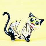 Katze aus Glas gestreift Katze aus Glas, Glastier, Glasfigur, Lauscha, Handarbeit, gestreift