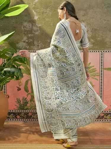Image of SIRIL Women's Cotton Printed Saree With Unstitched Blouse Piece