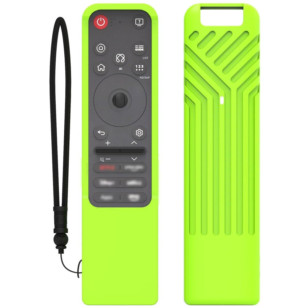 Funda de silicona para mando a distancia MR25GA con función que brilla en la oscuridad y cordón, negro/azul luminoso/verde