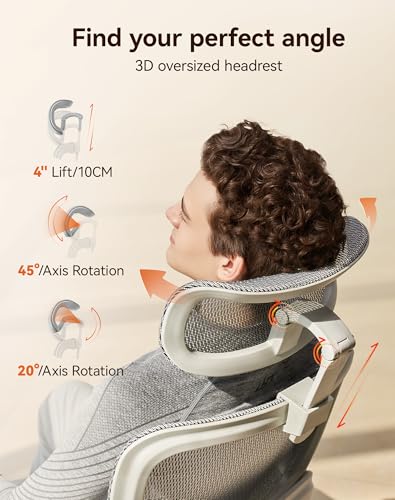 Image of SIHOO B100 Pro Ergonomic Office Chair with Adaptive Lumbar Support, Computer Chair with Dual-Back, Desk Chair with 360 Rotatable & Flip-Up Armrests, 3D Wide Headrest, 2 Packs, Light Grey