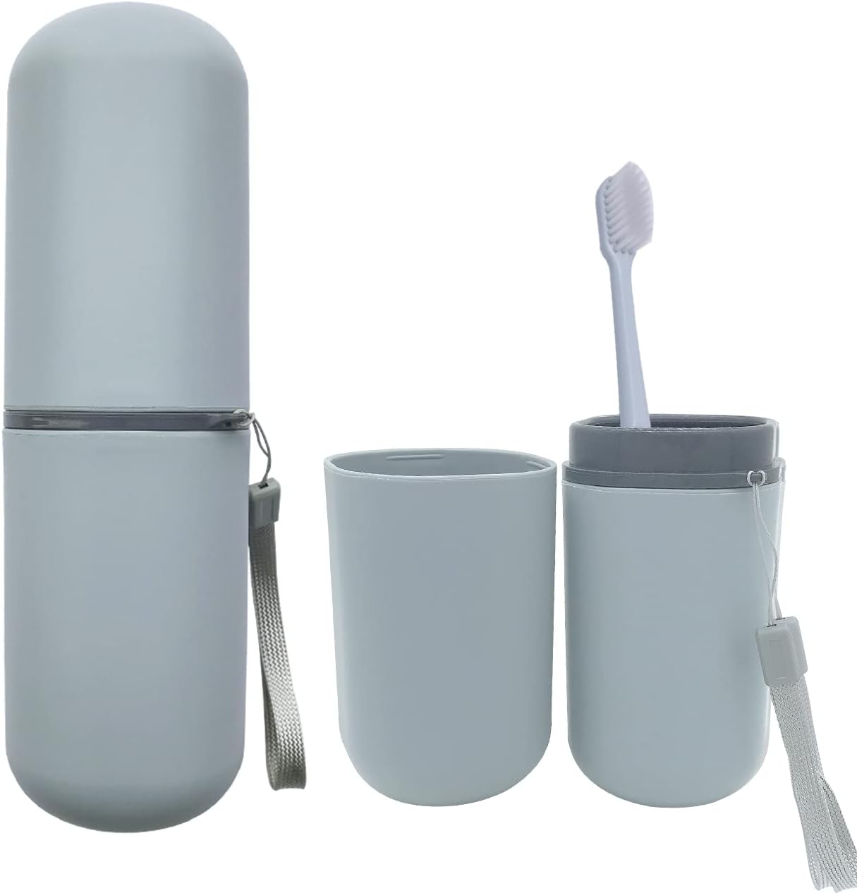 Product image of HEIPINIUYE Light Blue Travel Toothbrush Holder, Toothbrush and Toothpaste Travel Case Portable Toothbrush Holder with Cover for Traveling Bathroom Business Camping School