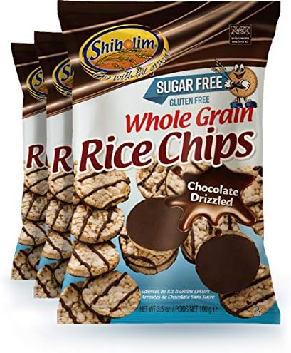 Shibolim Sugar Free, Gluten Free Chocolate Covered Rice Cakes (3 Pack) Dairy Free, Whole Grain, Kosher for Passover (Kitniot)