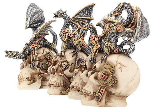 Nemesis Now U3830K8 Mind Machines 10.5cm Set of 4, Dragon Skull Figurines, White - Image 2