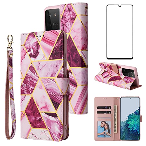 Coque Samsung S21 Ultra 5G antichoc verre trempé porte-carte violet