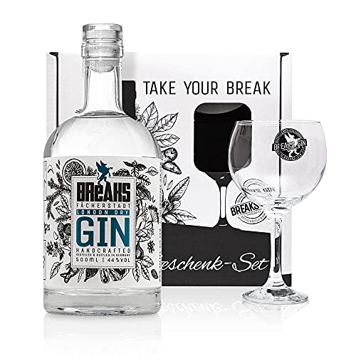 Breaks PREMIUM Dry Gin - Geschenk Set - Ausgezeichneter Gin mit Lavendel & frischen Zitronen - Mild fruchtige Note…