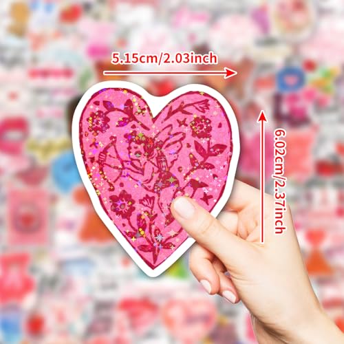 Image of 100Pcs Holographic Valentines Stickers, Heart Valentine's Stickers Bulk for Valentines Day Gifts for Classroom School Exchange,Thickened Backing Vinyl Decals, Party Favors