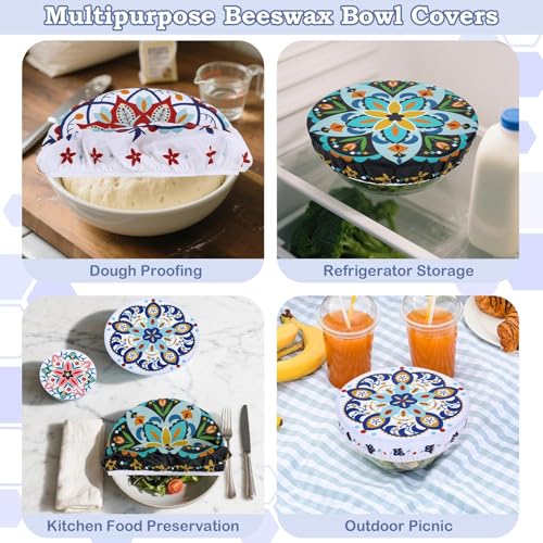 5Pcs Reusable Beeswax Elastic Bowl Covers for Bread Proofing and Food Cover - image 5