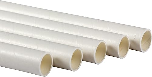 Miniatura 4 de CiboWares Pajitas de papel gigantes envueltas en blanco de 10.25 pulgadas, paquete de 300