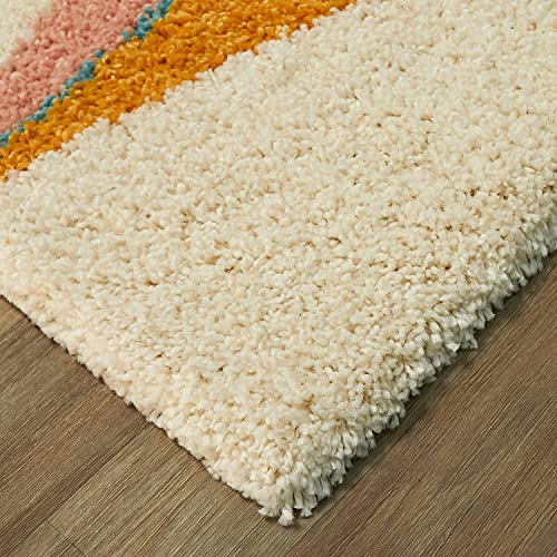 Image of Soft Modern Shag Area Rugs Fluffy Living Room Carpet Comfy Bedroom Home Decorate Floor Kids Playing Mat Size 7x7 Feet Round Color Multi B1