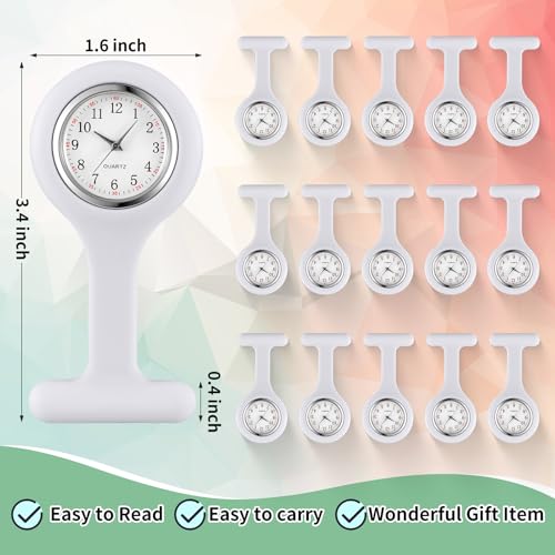 Image of Kenning 15 Pack Clip on Nurse Watches for Women Men, Silicone Lapel Pin Pocket Fob Stethoscope Watch with Second Hand for Employee Appreciation CNA Week Doctor Nurse Student Graduation Gift