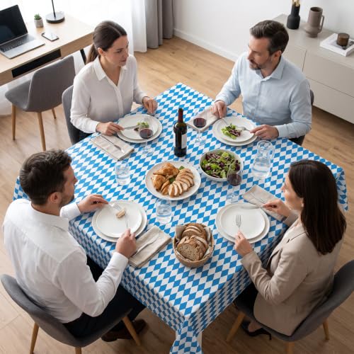 Hayfige 3 Pack Oktoberfest Tablecloth - Blue and White Checkered Tablecloth, German Beer Table Cloth Rectangular, Bavarian Table Cover for Beer Festival Oktoberfest Decorations Party, 54 x 108 inch - image 6