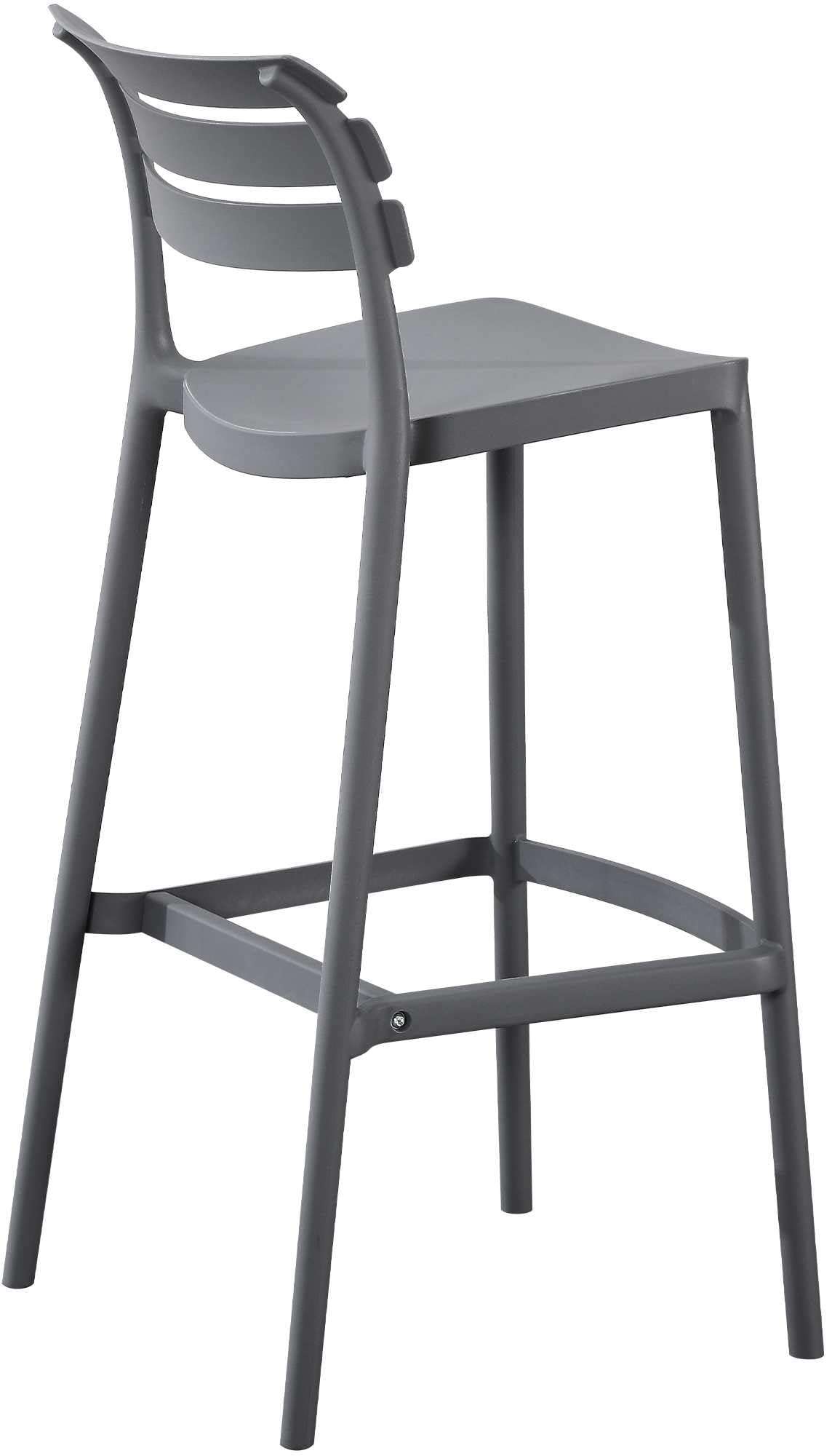 CLP Sgabello Alto con Schienale Rafan, Sgabello da Esterno in Plastica Resistente UV, 150 kg, Grigio Scuro